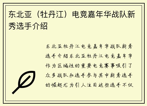 东北亚（牡丹江）电竞嘉年华战队新秀选手介绍