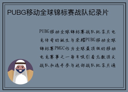 PUBG移动全球锦标赛战队纪录片